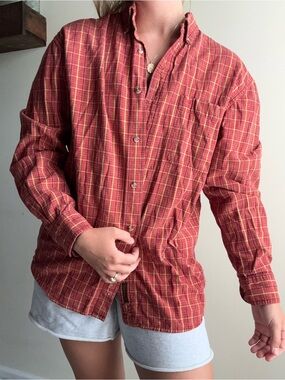 Timberland Red Plaid Casual Button-Down Shirt